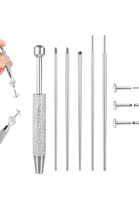 14G 16G 18G 20G Piercing Taper Piercing Ball Grabber Tool Stainless Steel Flat Back Earring Applicator Tool Threadless Insertion Pin Curved Body Piercing Kit for Ear/Nose/Navel/Lip/Eyebrow