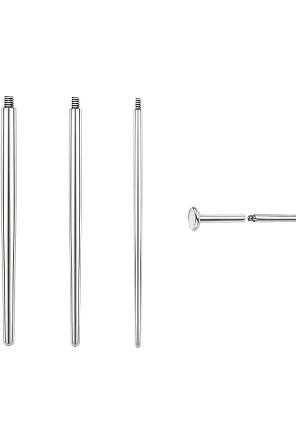 14G 16G 18G 20G Piercing Taper Piercing Ball Grabber Tool Stainless Steel Flat Back Earring Applicator Tool Threadless Insertion Pin Curved Body Piercing Kit for Ear/Nose/Navel/Lip