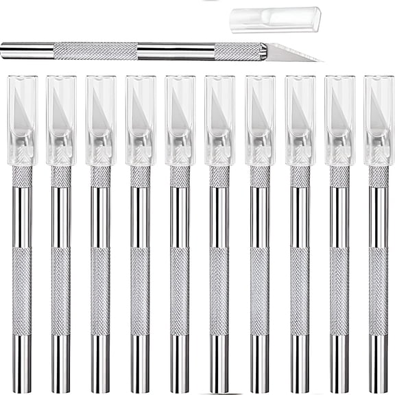 EXLEAF 15 Pack Craft Knife Set,Hobby Knife,Back to School Supplies Craft Knives Kit for Art,Carving,Diy,Scrapbooking,Art,Cutting,Stencil(Silver)