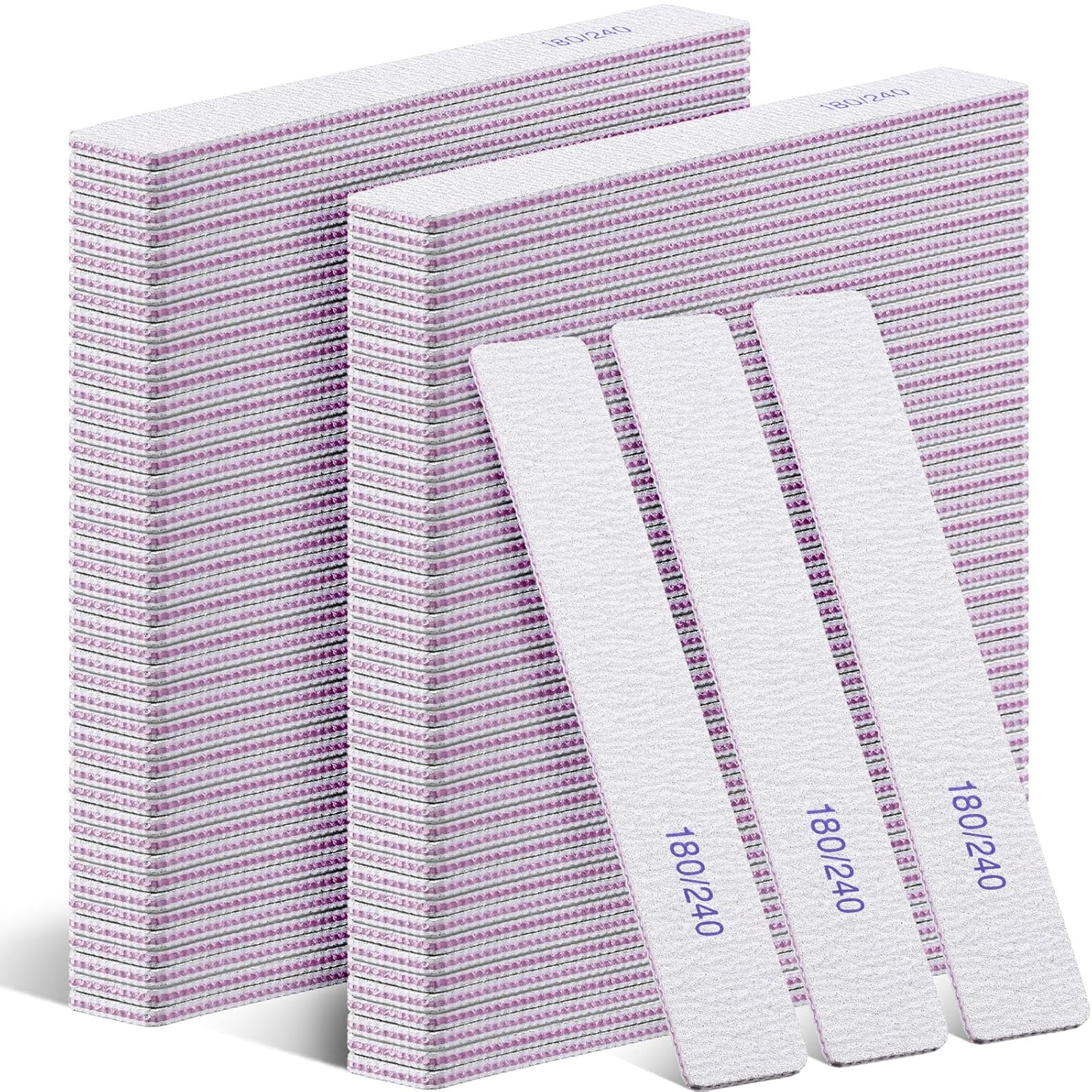 EXLEAF 150 Pcs Nail Files 180/240 Grit Double Sides Professional ...