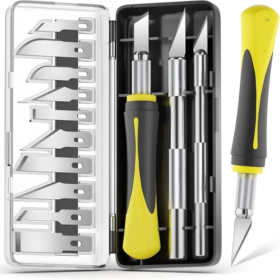 EXLEAF 16-Piece Knife Set, Craft Knife Hobby Knife Kit, Precision Knife with Magnetic Storage Case, Knife for Crafting, Paper, Foam, Vinyl, Models, 3D Printing