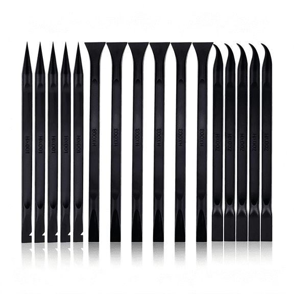 EXLEAF 18 Pcs Carbon Fiber Plastic Scrapers Tool, Non-Scratch Scraper Tool for Tight Spaces, Multi-Purpose Label Scraper Pen-Shaped, for Car Cleaning Supplies, Kitchen, Crevices, Stains (Black)