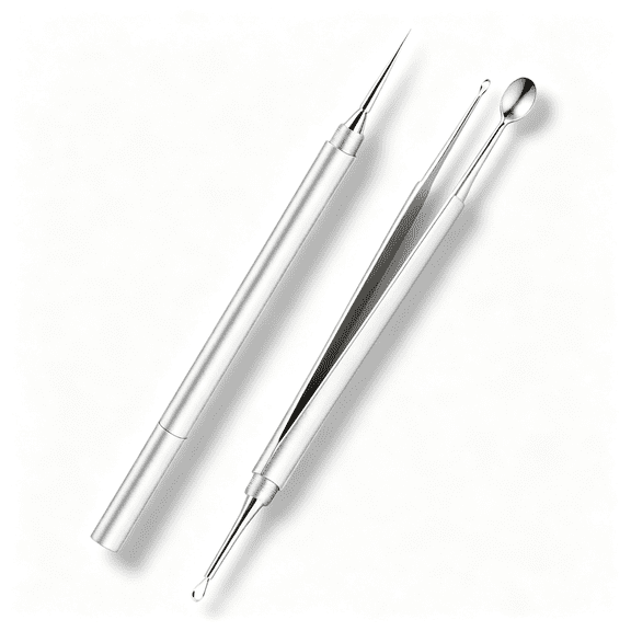 EXLEAF 2-In-1 Professional Stainless Steel Acne Removal Needle, Whitehead & Blackhead Remover Tool, Pimples Comedone Extractor Removal Tool, Double Ended Needle with Cap Removal