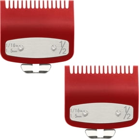 EXLEAF 2-Pack Red Clipper Guards, 1/16 Inch 1.5mm Guide Comb Attachment for Barbers