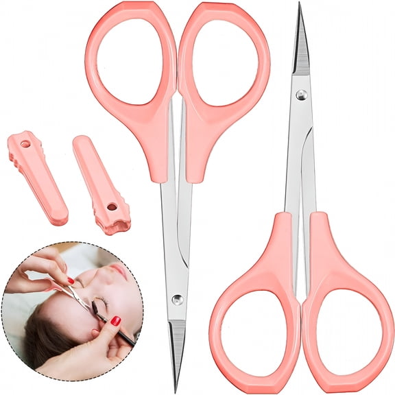EXLEAF 2 Pack Curved Craft Scissors, 4 Inch Stainless Steel Beauty Eyebrow Trimming Scissors for Eyelash Extensions