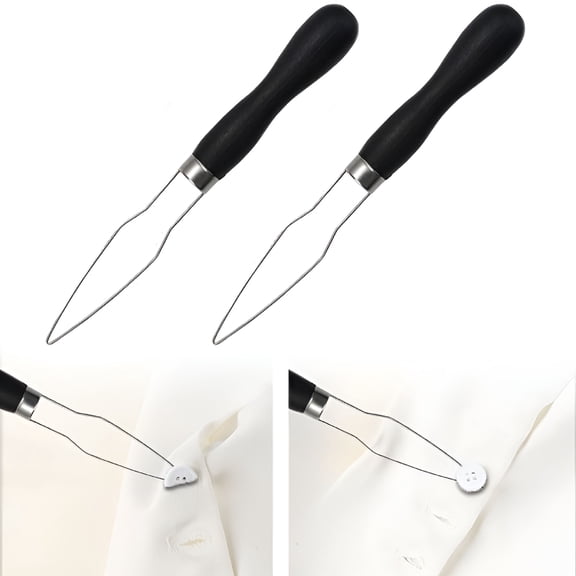 EXLEAF 2 Pack Easy Button Hook-Button Assist Device Helper Tool-Stainless Steel Button Fastener Tool for Easy Button-One Hand Dressing Aids (2 Pack)