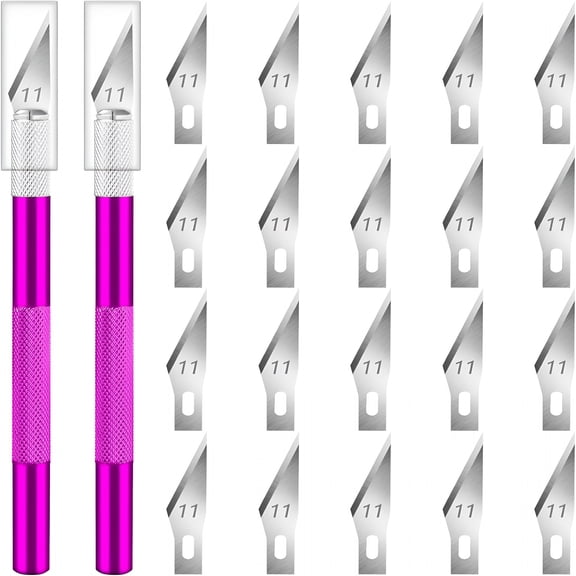 EXLEAF 2 Pack Exacto for Crafts, Precision Exacto Blades, Hobby for Models, Craft for Scrapbooking, Carving for Stencil, Art, 20 Extra Blades(Purple)