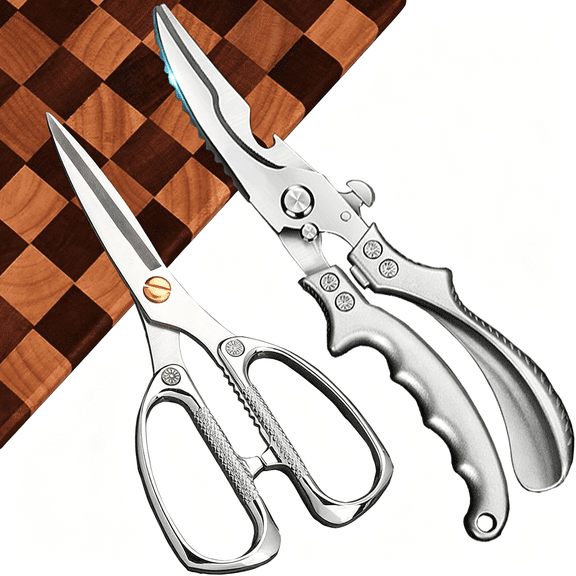 EXLEAF 2 Pack Kitchen Shears,Heavy Duty Stainless Steel All-Purpose Poultry Meat Scissors for Cooking-Dishwasher Safe Kitchen Shears Heavy Duty
