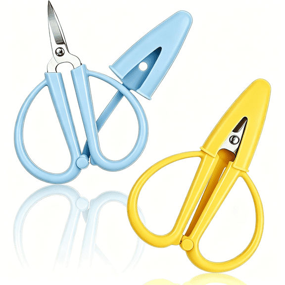 EXLEAF 2 Pack Mini Scissors, Tsa Approved Sharp Tiny Needlepoint Scissors with Protective Silicone Cover, Compact Portable All Purpose Small Scissors for Travel Crafts Sewing Embroidery