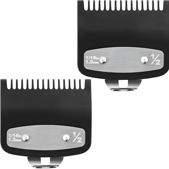 EXLEAF 2 Pack Replacement Clipper Guards Set Compatible with 1/2 Clipper Guards,Metal Guide Comb Attachment 1/16" (1.5 Mm),For Barbers and Stylists,Black