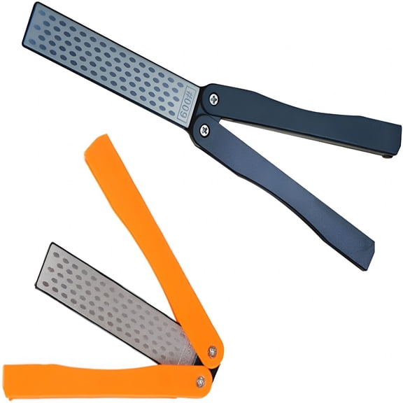EXLEAF 2 Pcs 400/600 Grit Portable Handheld Double Sided Sharpener Pocket Diamond Knife Sharpening Stone for Kitchen,Garden,Outdoor tools Fine/Coarse Grinding Black/Orange