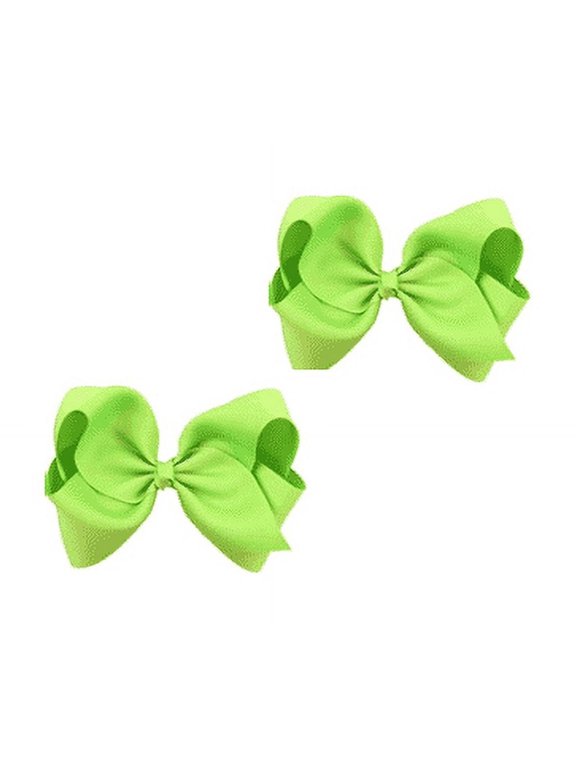 2 Pcs Big Bows for Girls, 4 Inch Soft Ribbed Bubble Flower Hair Clips, Toddler-Safe Bow Clips
