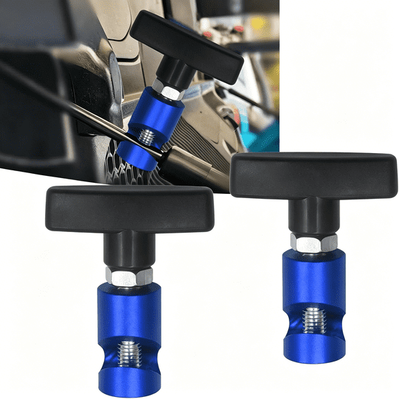 EXLEAF 2 Pcs Lift Support Clamp,Hood Strut Clamp Hood Prop Rod Tool,Portable Locking Anti-Pinch Device,Universal for Most Cars,Car Window Wedge to Keep Window Up (Blue)