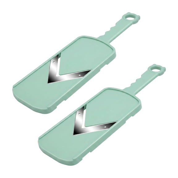 EXLEAF 2 Pcs Mandoline Slicer for Kitchen, Vegetable Chopper Multifunctional Cutter for Tomato Onion, Stainless Steel Blades for Home Green 12.2X3.6In Vegetable Knife