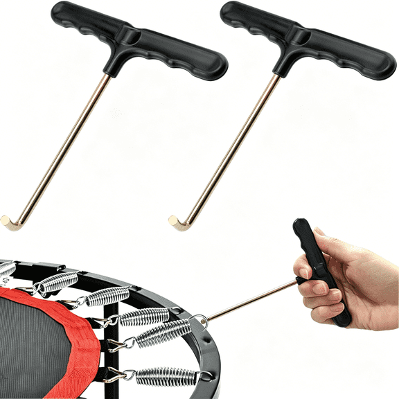 EXLEAF 2 Pcs Trampoline Spring Pull Tool,Trampoline Hook Tool,Spring Pull T-Hook with Plastic Handle for Jumping Trampoline Spring Installation