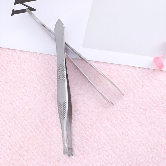EXLEAF 2-Piece Stainless Steel Eyebrow Tweezers Set with Anti-Coating for Precise Makeup Application