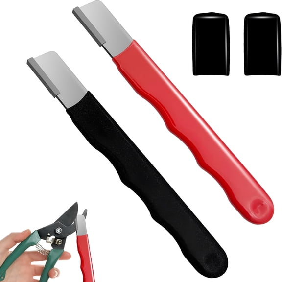 EXLEAF 2 Pieces Garden Tool Sharpener, Garden Tool Blade Sharpener for Knife, Garden Knife Sharpener for Hedge Shears Scissors, Mini Sharpener for Gardening Pruner, Loppers