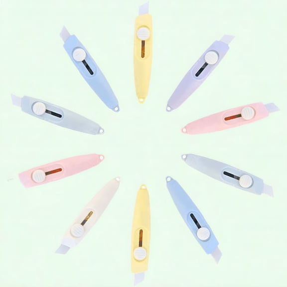 EXLEAF 2026 New 10 Pcs Mini Top Slide Retractable Utility Knife Box Opener Letter Cutter for Office,School,Crafts,Home Stationery