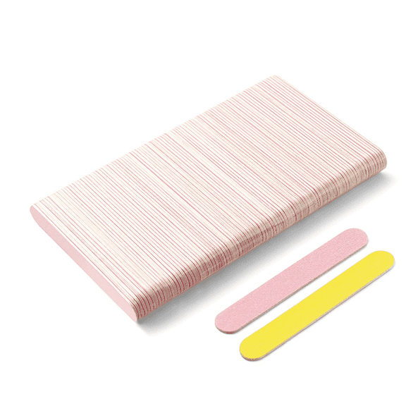 EXLEAF 2026 New 100 Pcs Nail File Travel-Ready Nail Buffer Block Lightweight Convenient Storage Glass Nail File for Home Use Salon Travel Yellow