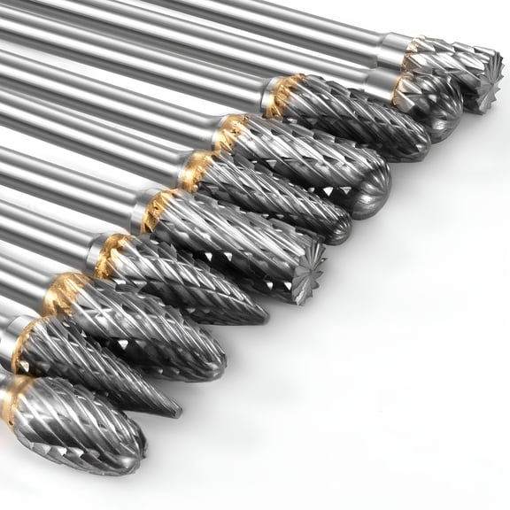 EXLEAF 2026 New 10Pcs Carbide Burr Set Compatible with Rotary Tool Die Grinder Bits Rotary File Rasp with 1/8" for Woodworking,Metalworking,Engraving,Diy