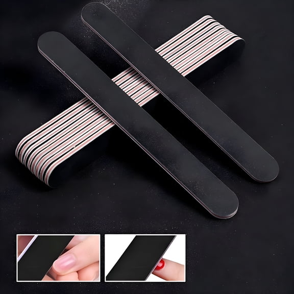 EXLEAF 2026 New 10Pcs Emery Board Large Area Wide Application Sandpaper Black Sand Red Heart Nail File for Salon