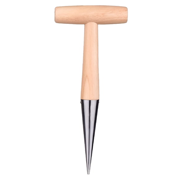 EXLEAF 2026 New 11 Inch Stainless Steel Hand Dibber Garden Tools Wooden Dibbers Dibbler Bulb Planter for Planting Seeds and Bulbs for Garden, Lawn, Flower Beds, Vegetable Beds, Planters