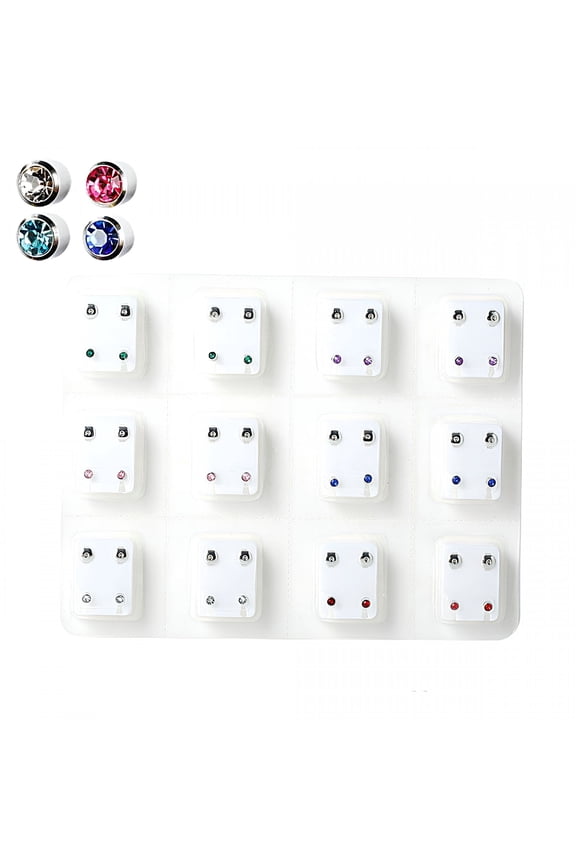 2026 New 12 Pairs Medical Earrings Piercing Tool Kits Ear Stud Surgical Steel 18 Year Old Girls Ear Piercing Kit for Home,Party,Travel,Cosplay (White)
