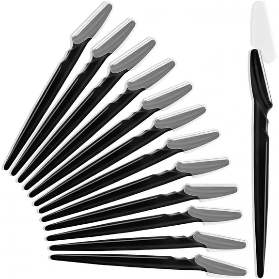 EXLEAF 2026 New 12 Pcs Eyebrow Razors,Face Razors Multipurpose,Exfoliating Dermaplaning Tools,Eyebrow Trimmers Shaver with Safety Cover,Facial Hair Removal for Women Men Body Use (Black)