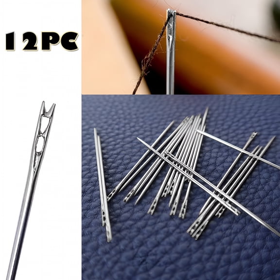 EXLEAF 2026 New 12Pcs Self Threading Sewing Needles,1.5 Inch Sewing Hand Simple Needles,Sewing Embroidery Thick Big Eye,For Diy,Sewing and Mending,Embroidery