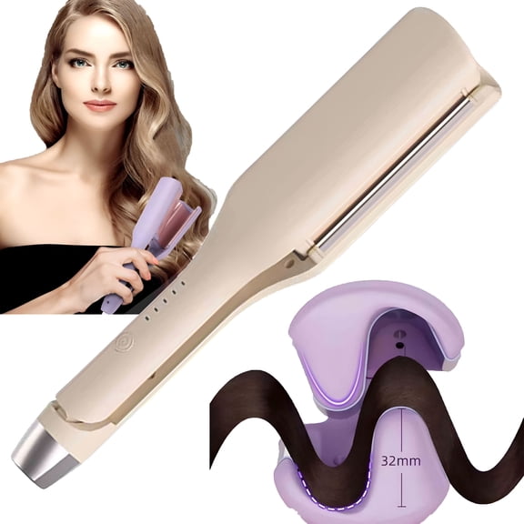 EXLEAF 2026 New 2 Barrel Wavy Curling Iron Hair Curler, Hair Waver Tool, Beach Wave Hair Curler Curling Wand, Double Barrel Wavy Curler for Short Long Hair Dual Voltage