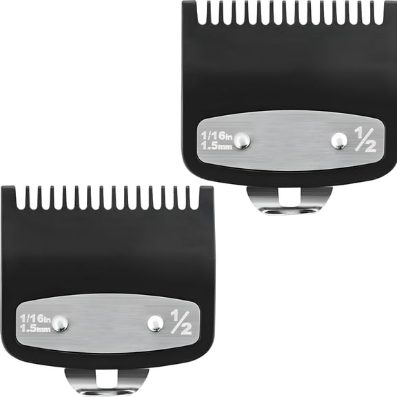 EXLEAF 2026 New 2 Pack Replacement Clipper Guards Set Compatible with 1/2 Clipper Guards,Metal Guide Comb Attachment 1/16" (1.5 Mm),For Barbers and Stylists,Black