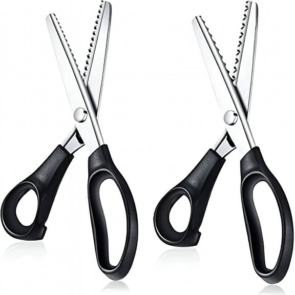 EXLEAF 2026 New 2 Pcs Pinking Shears 7 Mm Scalloped Scissors 5 Mm Zig Zag Scissors 9.2" Professional Handheld Serrated Crimping Dressmaking Sewing Supplies Jagged Edge Cut Scissors for Fabric,Leather