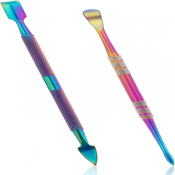 EXLEAF 2026 New 2 Pieces Wax Carving Tools,Stainless Steel Carving Wax Tools Rainbow Sculpting Tool Spoon Carving Tool for Wax Dabbing Tool Set Modeling Scraping Shaping(4.7Inch)