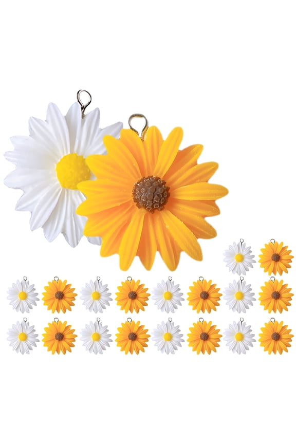 2026 New 20Pcs Daisy Resin Flatback Flower Charms for Diy Jewelry Making for Crafting,Gift,School,Party