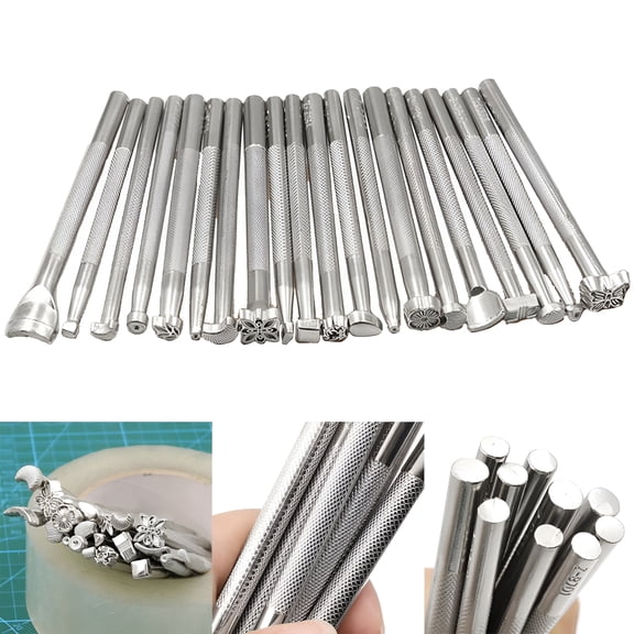 EXLEAF 2026 New 20Pcs Leather Stamp Printing Tool Kit Leather Carving Printing Punch Craft Tools,For Leather Crafting,Carving,Embossing,Diy Projects,Decorative Designs