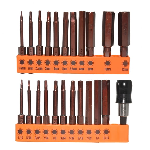 EXLEAF 2026 New 23Pcs 60Mm Long Bit Hex Head Allen Wrenches Drill Bit Set Steel Hex Allen Key Drill Bit Set 60Mm
