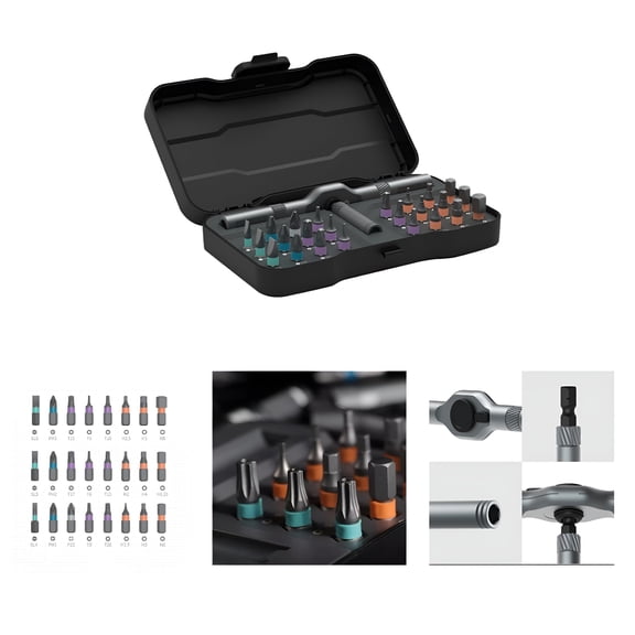 EXLEAF 2026 New 24 in 1 Magnetic Screwdriver Set,Diy Ratchet Screwdriver Set Magnetic,Diy Ratchet Handle Detachable Versatile Toolkit for Furniture, Computers, Bicycles, Diy Repairs