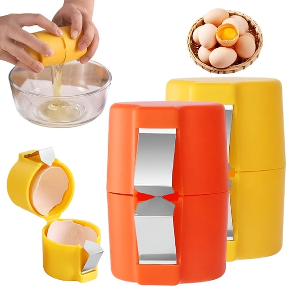 EXLEAF 2026 New 2Pcs Egg Shell Opener,Egg Cracker Tool for Raw Eggs,Hard Boiled Egg Peeler,Egg Cube Egg Separator Handheld,Stainless Steel Eggshell Breaker Egg Shell Cutter Kitchen Gadgets