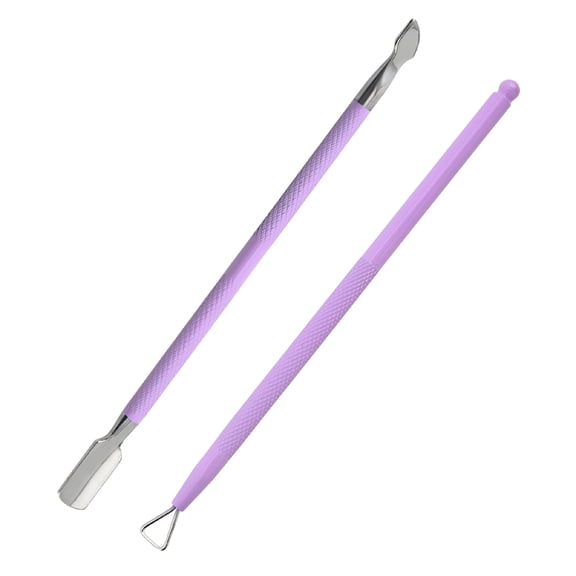 EXLEAF 2026 New 2Pcs Metal Cuticle Pusher and Cutter Remover Gel Nail Polish Peeler Scraper Durable Manicure Pedicure Clean Tool