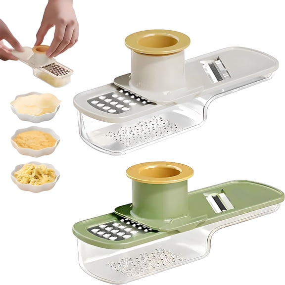 EXLEAF 2026 New 2Pcs Small Multifunctional Garlic Grinder Hand,Mini Garlic Slicer Super Thin with Container,For Kitchen, Cooking, Meal Prep