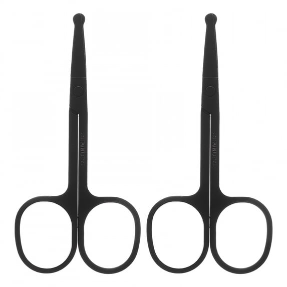 EXLEAF 2026 New 2Pcs Stainless Steel Rounded Tip Nose Hair Trimming Scissors for Men and Women for Nose,Eyebrows,Ears,Facial Hair,Grooming