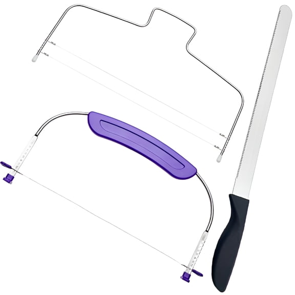 EXLEAF 2026 New 3 Pack Adjustable Cake Layer Cutter Cake Slicer with Stainless Steel Wires and Handle Cakes Baking Tools Cake Cutter Slicer Leveler Cake Layer Cutter for Leveling Top of Layer