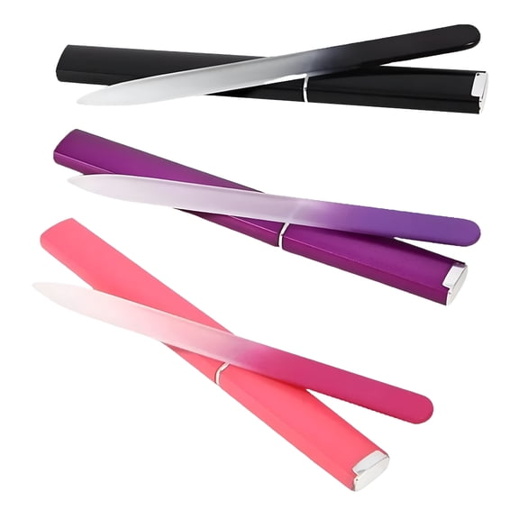 EXLEAF 2026 New 3Pcs Glass Nail File with Case, Professional Fingernail Manicure Tools, Glass Nail Files for Natural Nails