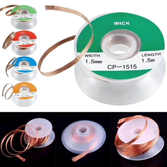 EXLEAF 2026 New 3Pcs No-Clean Solder Wick Braid with Flux Super Wick Desoldering Braid Removal Tool Solder Sucker Desoldering Wick Wire for Electronics,Pcb,Repair,Diy 5Ft