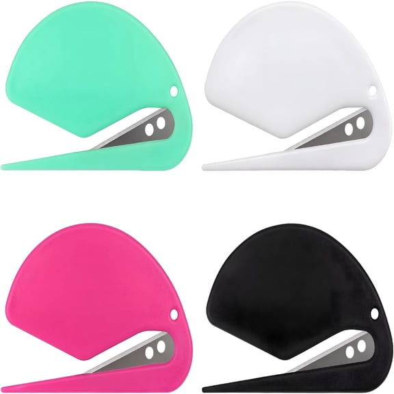 EXLEAF 2026 New 4 Pack Letter Opener Envelope Slitter Set for Efficient Envelope Opening for Office,Home,School,Mailroom (Black/Green/Rose/White)