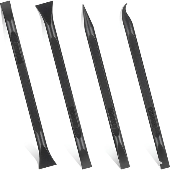 EXLEAF 2026 New 4 Pieces Non-Scratch Plastic Scraper Tool Carbon Scraper Small and Narrow Fiber Plastic Scraper Label Scraper Gum Scraper Multi-Purpose Easy for Tight Spaces,Most Surfaces,Black