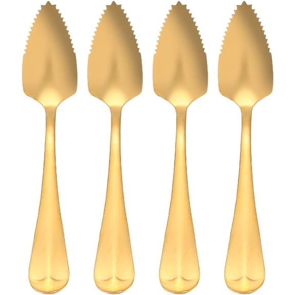 EXLEAF 2026 New 4Pcs Grapefruit Spoons,Smooth Edges Stainless Steel Utensils,Safe for Baby'S Mouth Grapefruit Spoons with Serrated Edge,Gold