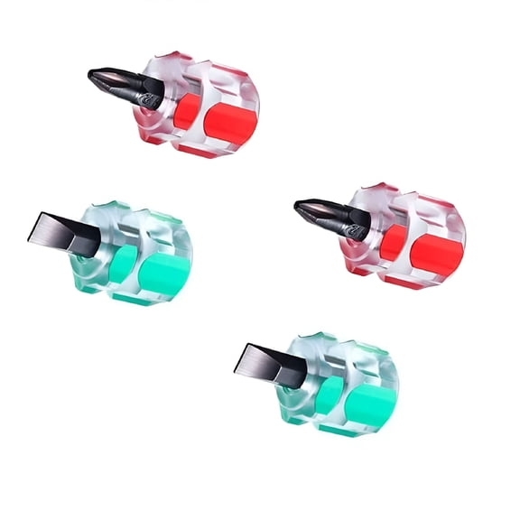 EXLEAF 2026 New 4Pcs Small Stubby Flat Head /Cross-Head Screw Driver Screwdriver Repair Tools for Electronics Repair, Small Appliances, Diy Projects, Furniture Assembly