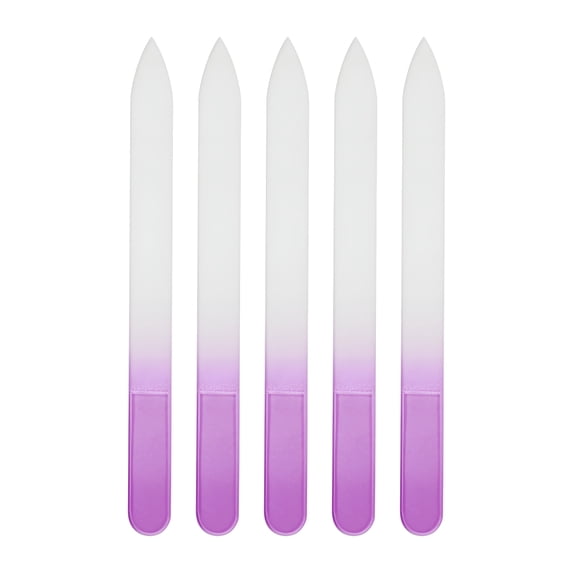 EXLEAF 2026 New 5 Pcs Sturdy Glass Nail Files Glass Nail File Set Glass Files for Nails Purple for Nail Care, Manicures, Pedicures, At-Home Grooming, Salon Use