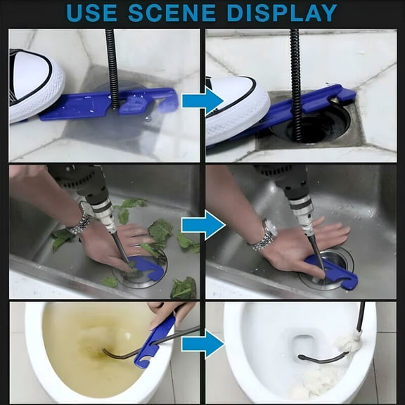 EXLEAF 2026 New 59.06 In,Silver Manual Flexible Sink Drum Auger Drain Snake Flexible, for Drain Cleaning, Plumbing Repairs, Sink Unblocking, Household Maintenance, Home Improvement.